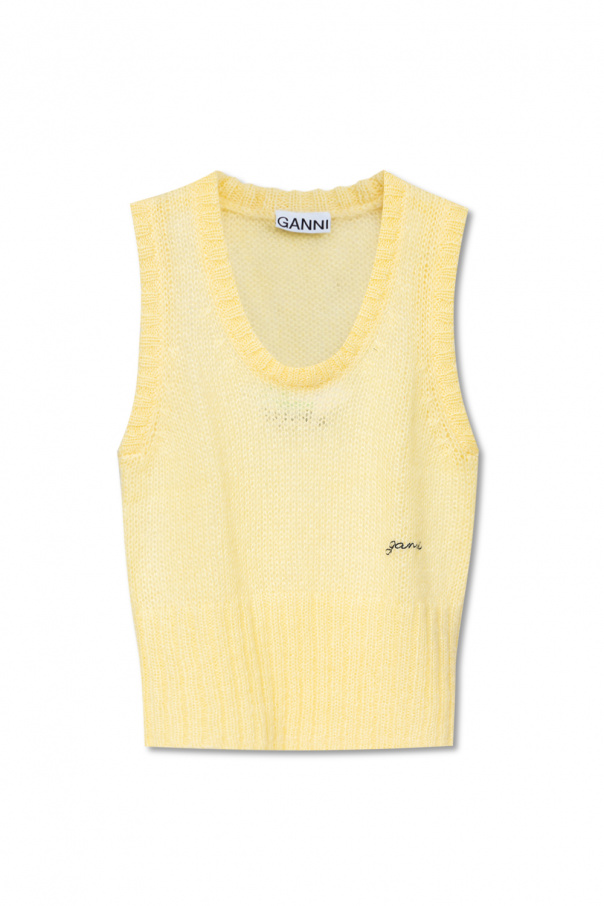 【関税＆送料込み】Ganni Vest Black Black Bonded Crepe Vest | GANNI US